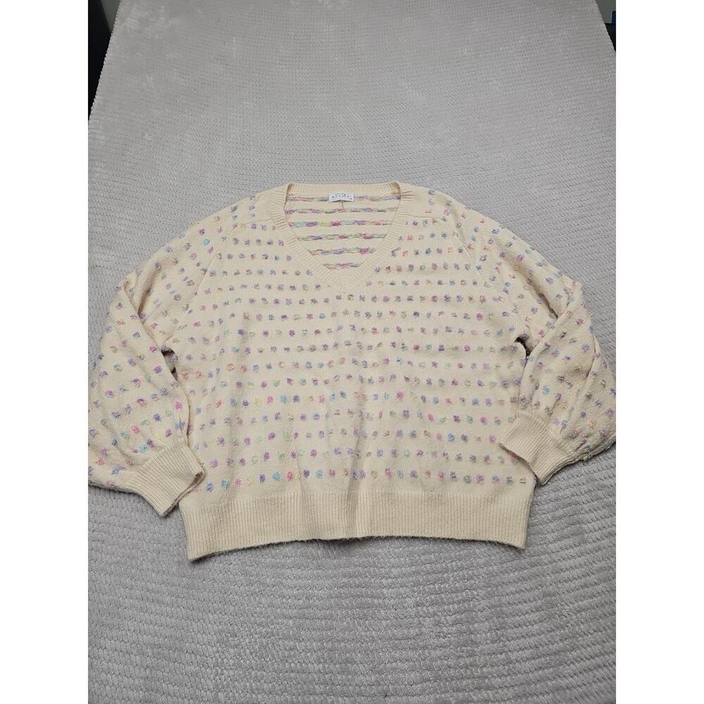 Emily Wonder Sweater Womens 2X Pullover Swiss Dot Vneck
